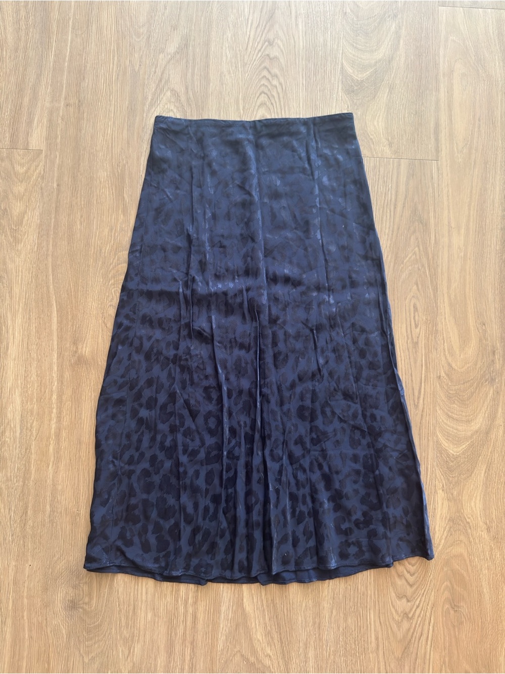 Express Navy Leopard-Print Midi Skirt